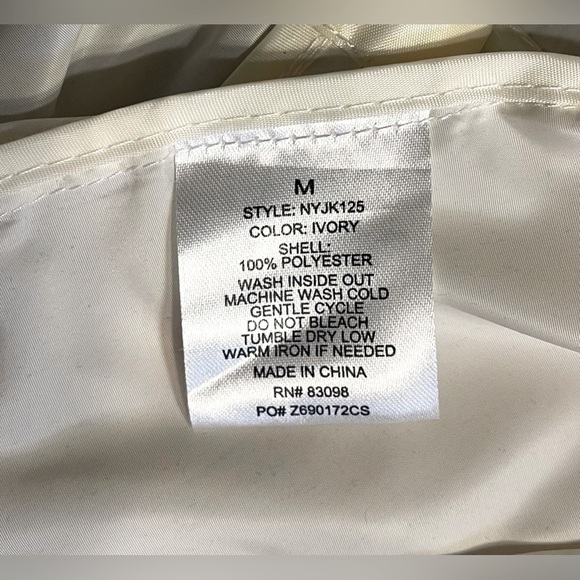 Ci Sono Jacket Size Medium Ivory Windbreaker Drawstring Waist 100% Polyester - Picture 7 of 10